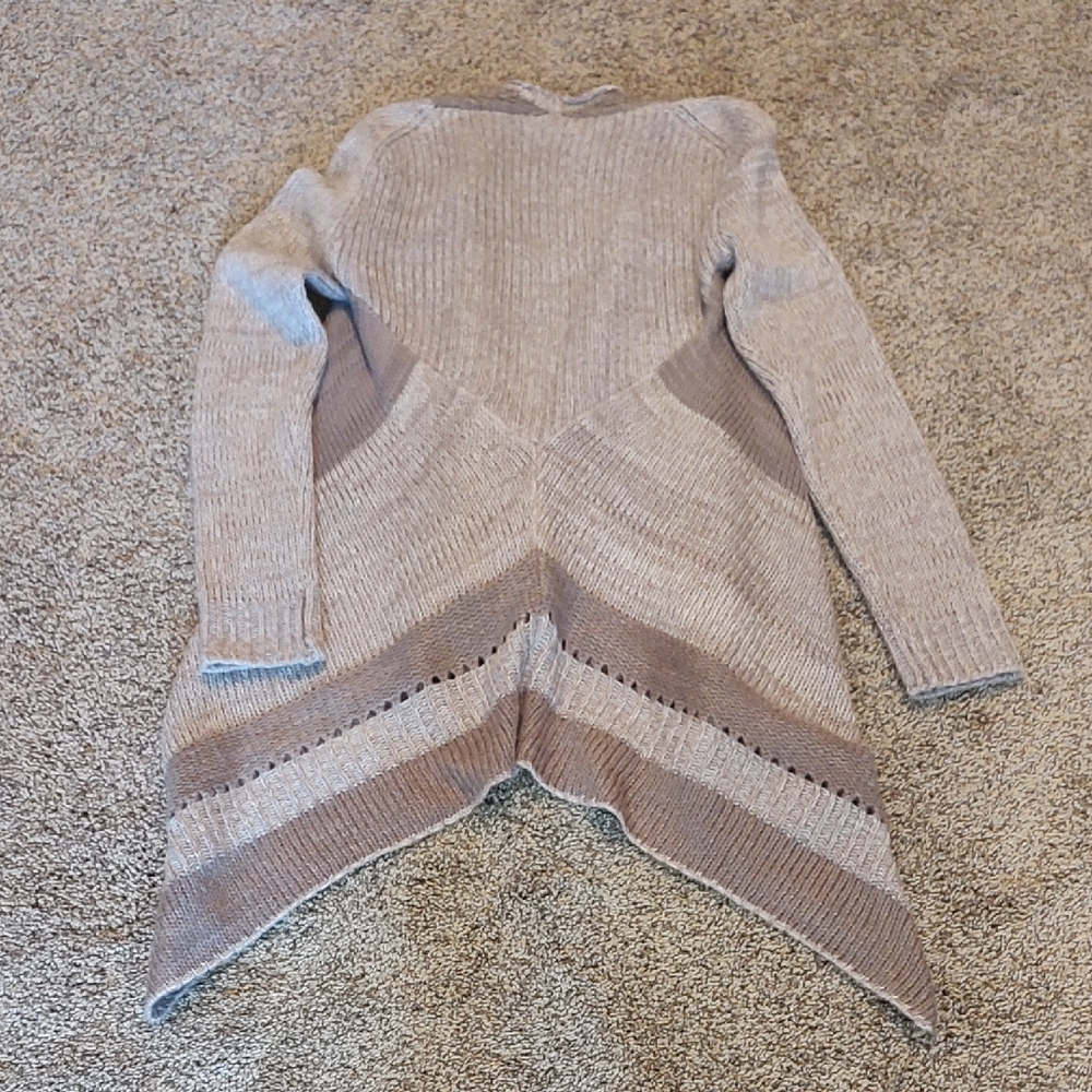Knox Rose Taupe and Beige Open Front Cardigan - Picture 3 of 3